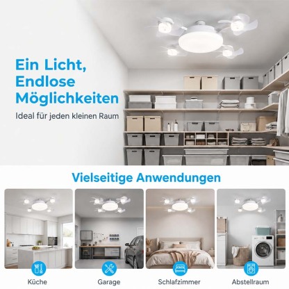 ❄️ 2-in-1 E27 Ventilatorlampe mit LED-Licht & Fernbedienung – ohne Bohren, ideal für Mietwohnungen & heiße Räume
