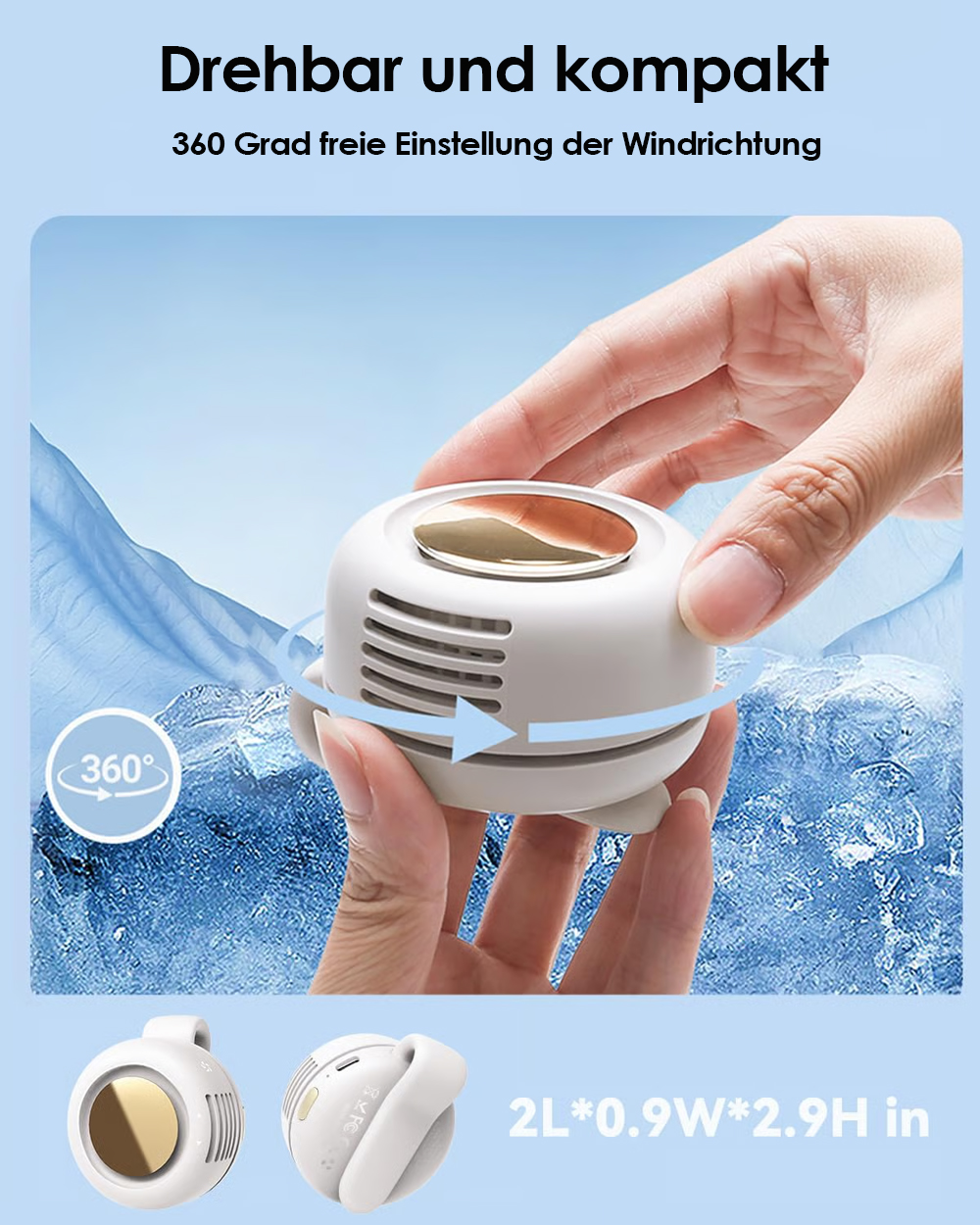 🔥360° Rotatable Portable Mini Clip-on Fan ❄️Tragbarer, leiser, blattloser Mini-Elektroventilator