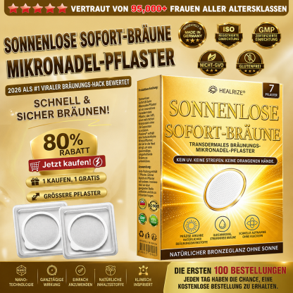 🇩🇪DE-Offizieller-Store | Healrize® Sofort-Bräunungs-Mikronadelpflaster ohne Sonne - Nur 1× täglich anwenden | Sichtbar bronzene Bräune in nur 7 Tagen ✅ Kein UV • Kein Orangestich • Keine Streifen • Kein DHA • Kein Schmutz