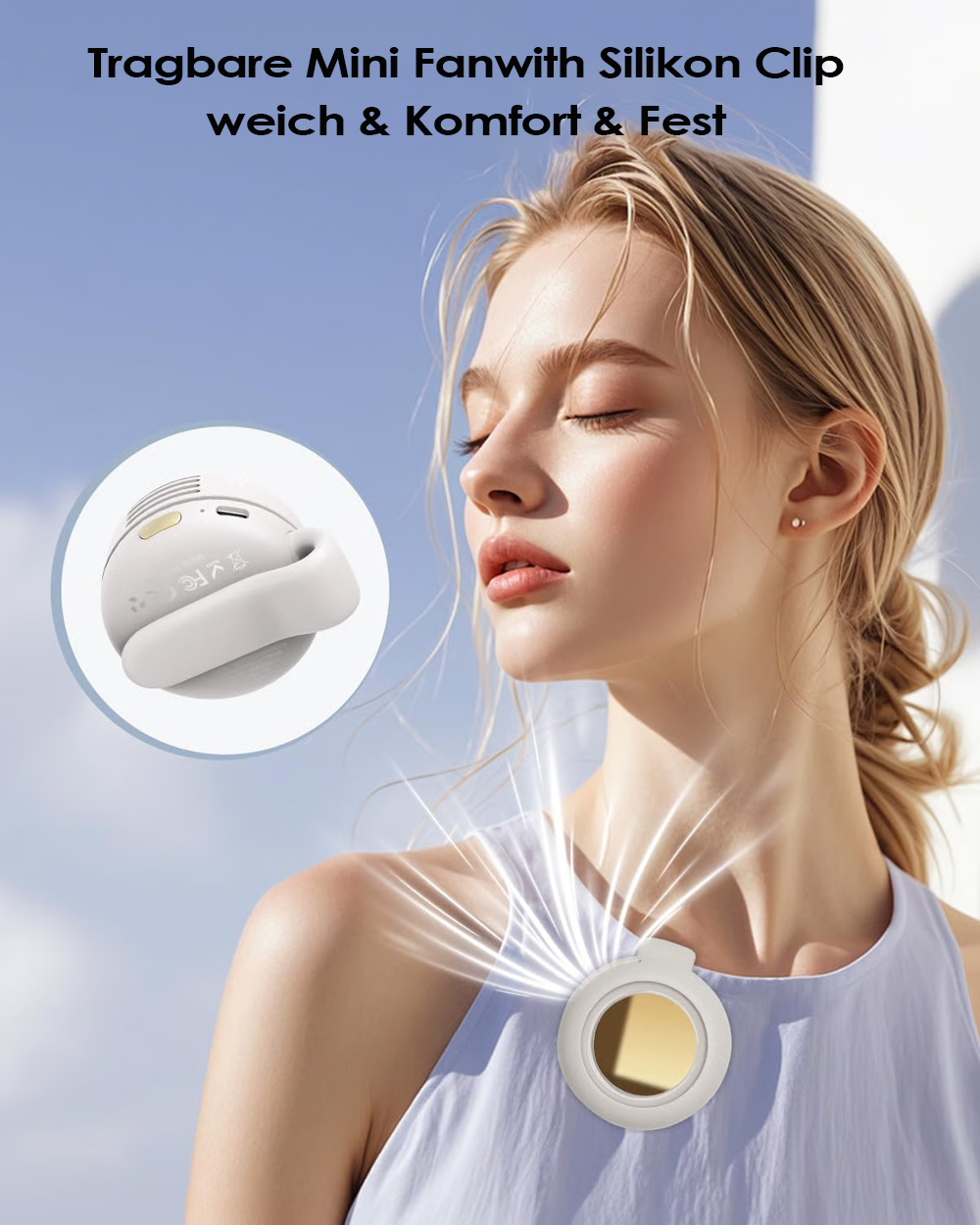 🔥360° Rotatable Portable Mini Clip-on Fan ❄️Tragbarer, leiser, blattloser Mini-Elektroventilator