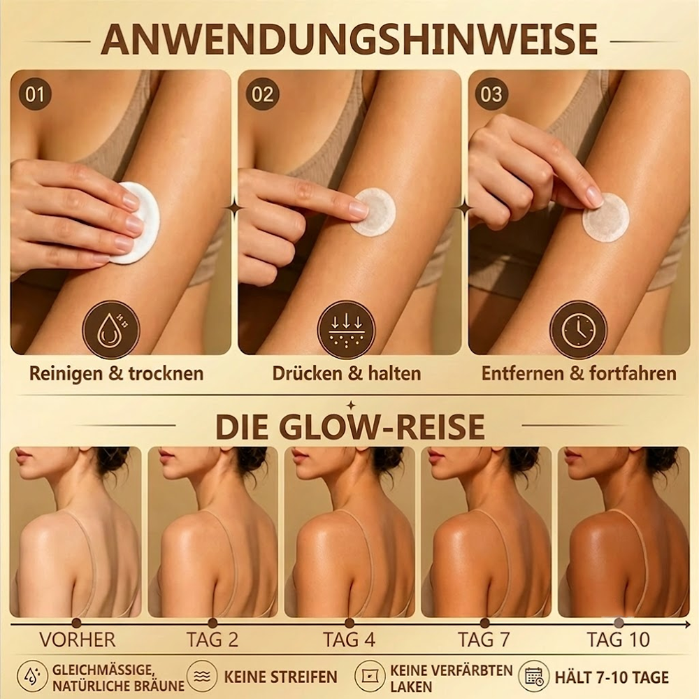Offizieller Store | ☀️☀️ Purelora® Sofort-Bräunungs-Mikronadelpflaster ohne Sonne 🇩🇪 Nur 1× täglich anwenden | Sichtbar bronzene Bräune in nur 7 Tagen ✅ Kein UV • Kein Orangestich • Keine Streifen • Kein DHA • Kein Schmutz