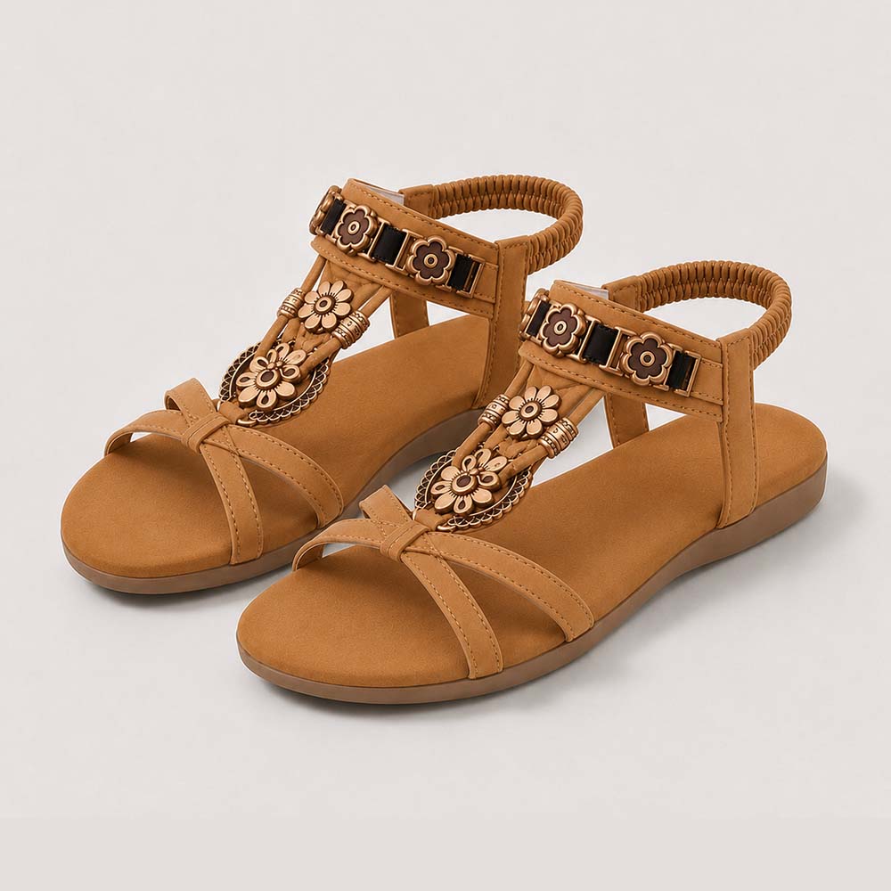 ⚡🇩🇪  Bestseller 2026 ✨Böhmische Damensandalen mit Blumen-Dekor– absoluter Komfort, elastischer Riemen & sommerliche Eleganz