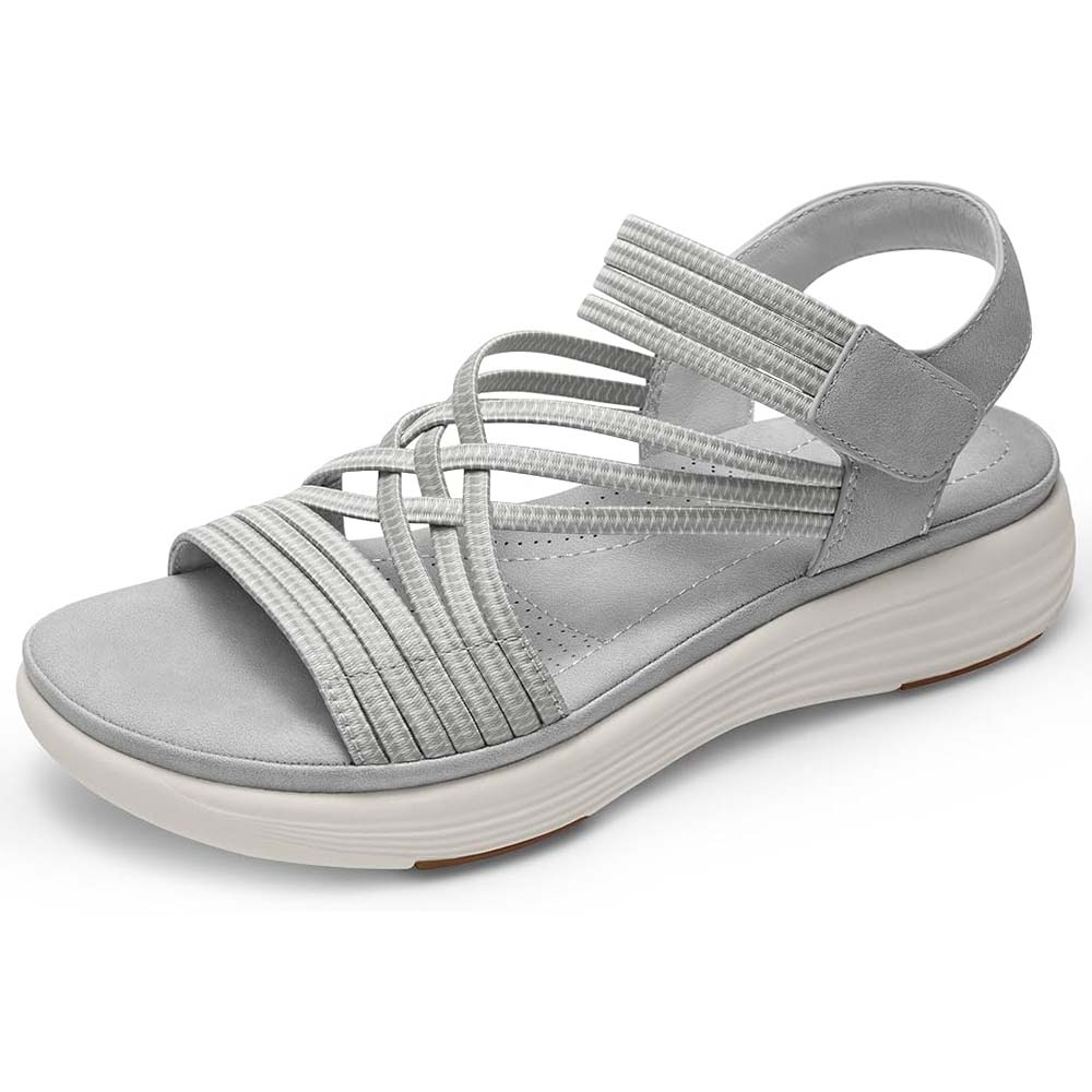 ⚡BQODQO® Bequeme Damen-Walking-Sandalen | 💖Elastischer Riemen • Leicht & rutschfest • Ideal für Sommer, Reise & Alltag