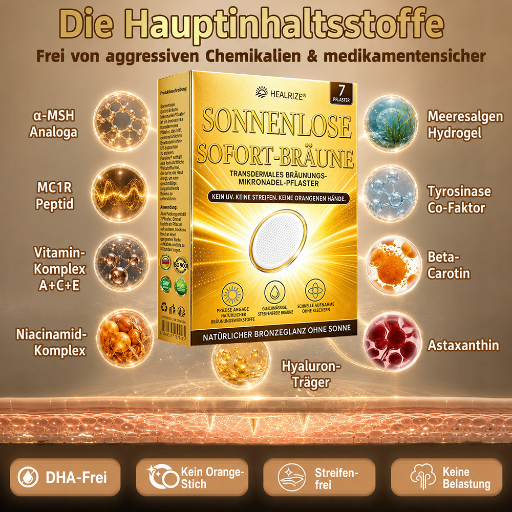 🇩🇪DE-Offizieller-Store | Healrize® Sofort-Bräunungs-Mikronadelpflaster ohne Sonne - Nur 1× täglich anwenden | Sichtbar bronzene Bräune in nur 7 Tagen ✅ Kein UV • Kein Orangestich • Keine Streifen • Kein DHA • Kein Schmutz