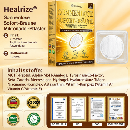 🇩🇪DE-Offizieller-Store | Healrize® Sofort-Bräunungs-Mikronadelpflaster ohne Sonne - Nur 1× täglich anwenden | Sichtbar bronzene Bräune in nur 7 Tagen ✅ Kein UV • Kein Orangestich • Keine Streifen • Kein DHA • Kein Schmutz
