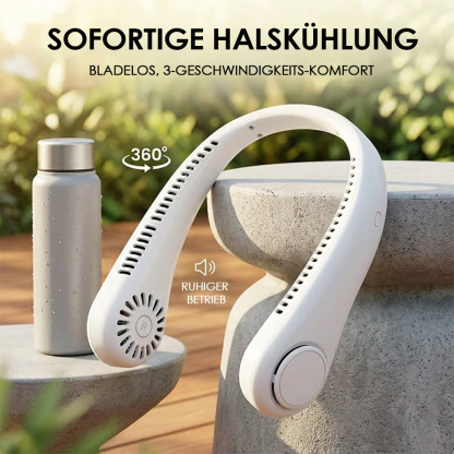 🌬️ Letzter Tag – 80% Rabatt 🔥 🍃 Tragbarer blattloser Nackenventilator – Leise 360° Kühlung für Sommer, Reisen & Outdoor
