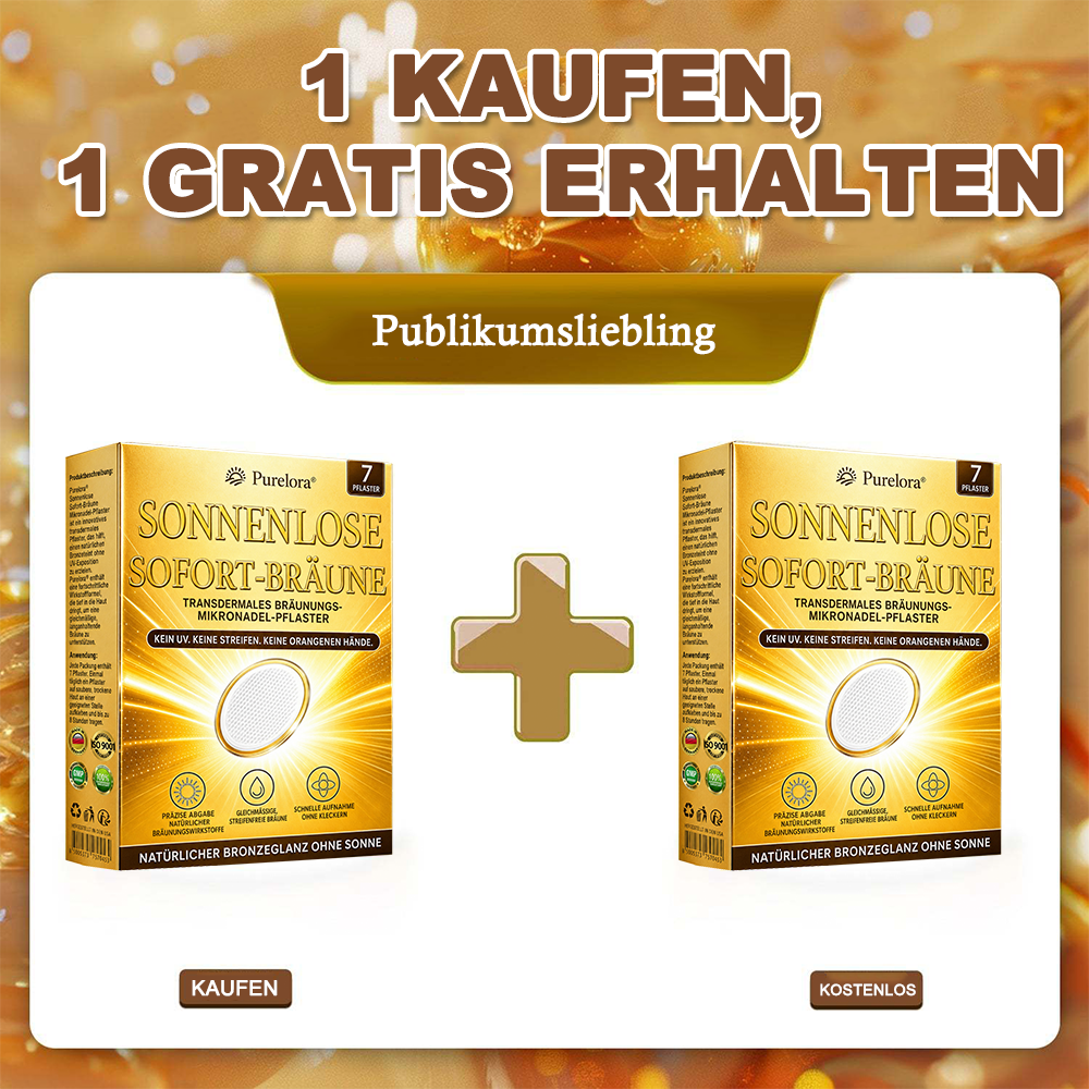 Offizieller Store | ☀️☀️ Purelora® Sofort-Bräunungs-Mikronadelpflaster ohne Sonne 🇩🇪 Nur 1× täglich anwenden | Sichtbar bronzene Bräune in nur 7 Tagen ✅ Kein UV • Kein Orangestich • Keine Streifen • Kein DHA • Kein Schmutz