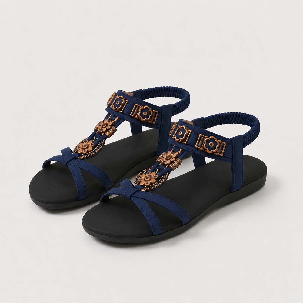 ⚡🇩🇪  Bestseller 2026 ✨Böhmische Damensandalen mit Blumen-Dekor– absoluter Komfort, elastischer Riemen & sommerliche Eleganz