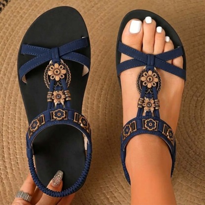 ⚡🇩🇪  Bestseller 2026 ✨Böhmische Damensandalen mit Blumen-Dekor– absoluter Komfort, elastischer Riemen & sommerliche Eleganz