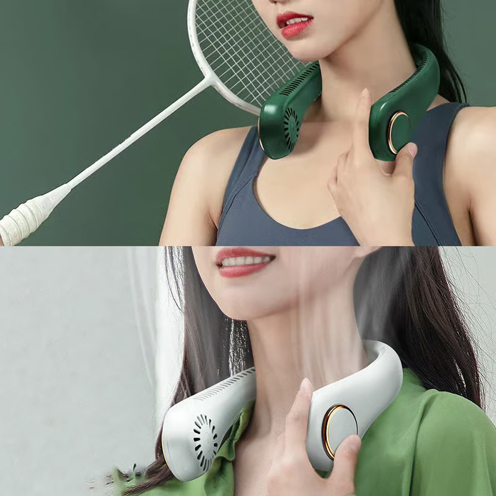 🌬️ Letzter Tag – 80% Rabatt 🔥 🍃 Tragbarer blattloser Nackenventilator – Leise 360° Kühlung für Sommer, Reisen & Outdoor