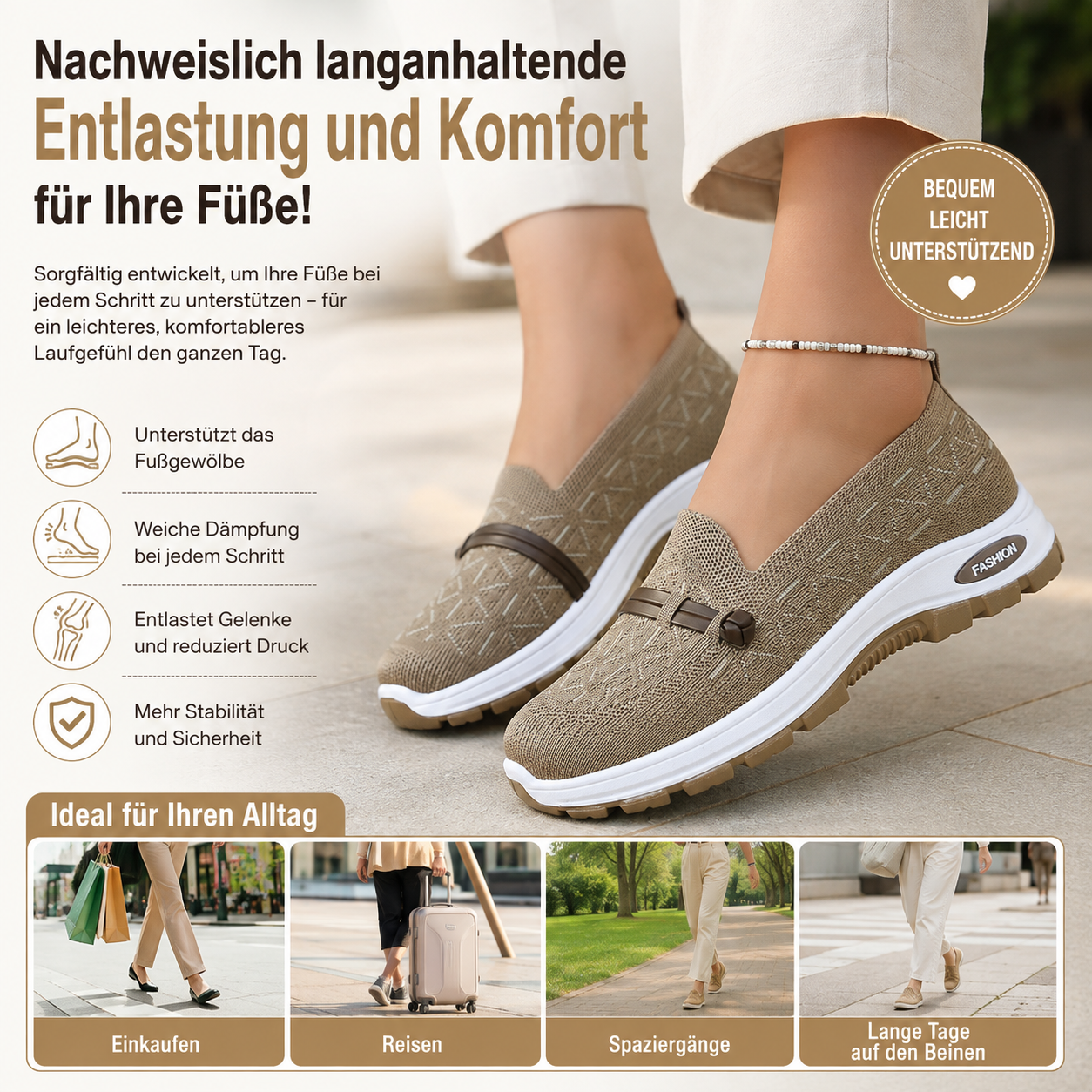 👟 𝐋𝐄𝐓𝐙𝐓𝐄𝐑 𝐓𝐀𝐆: 𝟖𝟎 % 𝐑𝐀𝐁𝐀𝐓𝐓👟Damen Orthopädische Slip-On-Schuhe – Leichte, atmungsaktive und rutschfeste Walking-Schuhe