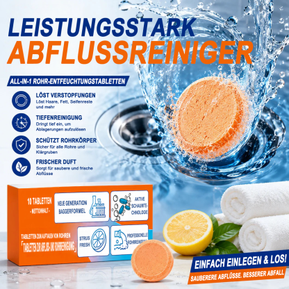 🏰Schäumende Abflussreiniger-Tabletten — Aktivsauerstoff | Entfernt Abflussablagerungen & Schädlinge | Ohne Bleichmittel, ohne Lauge, rohrschonend