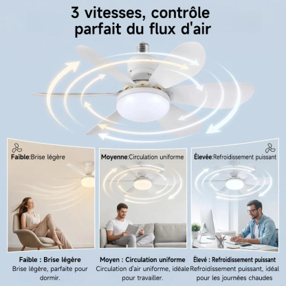 ❄️ 2-in-1 E27 Ventilatorlampe mit LED-Licht & Fernbedienung – ohne Bohren, ideal für Mietwohnungen & heiße Räume