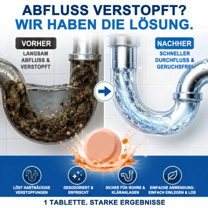 🏰Schäumende Abflussreiniger-Tabletten — Aktivsauerstoff | Entfernt Abflussablagerungen & Schädlinge | Ohne Bleichmittel, ohne Lauge, rohrschonend