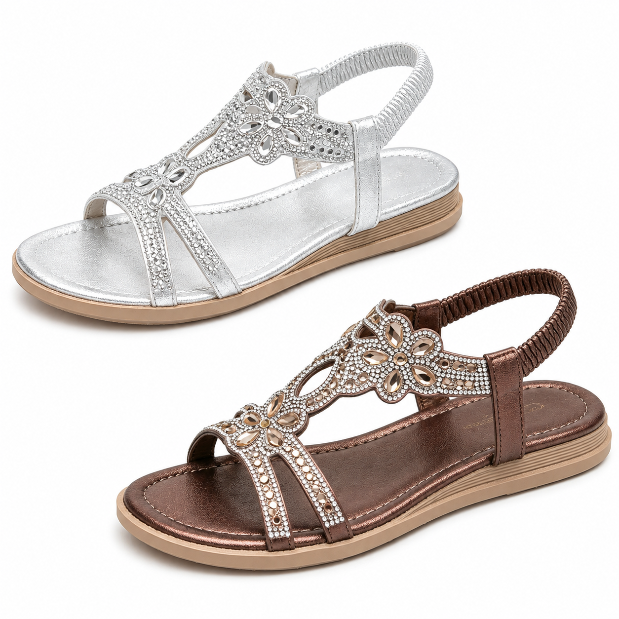 ✨ Böhmische Damensandalen mit funkelnden Strasssteinen – absoluter Komfort, elastischer Riemen & sommerliche Eleganz