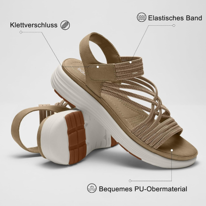 ⚡BQODQO® Bequeme Damen-Walking-Sandalen | 💖Elastischer Riemen • Leicht & rutschfest • Ideal für Sommer, Reise & Alltag