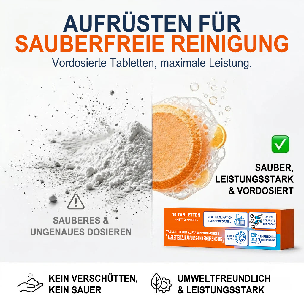 🏰Schäumende Abflussreiniger-Tabletten — Aktivsauerstoff | Entfernt Abflussablagerungen & Schädlinge | Ohne Bleichmittel, ohne Lauge, rohrschonend