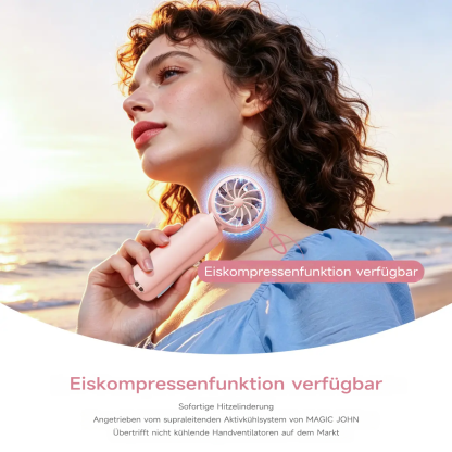 ⚡ BVJ Mini-Handventilator mit Kühlfunktion❄️ | 199 Windstufen • Ice-Touch-Kühlfläche • LED-Display • Taschenformat | Ideal für Sommer, Reisen & Outdoor