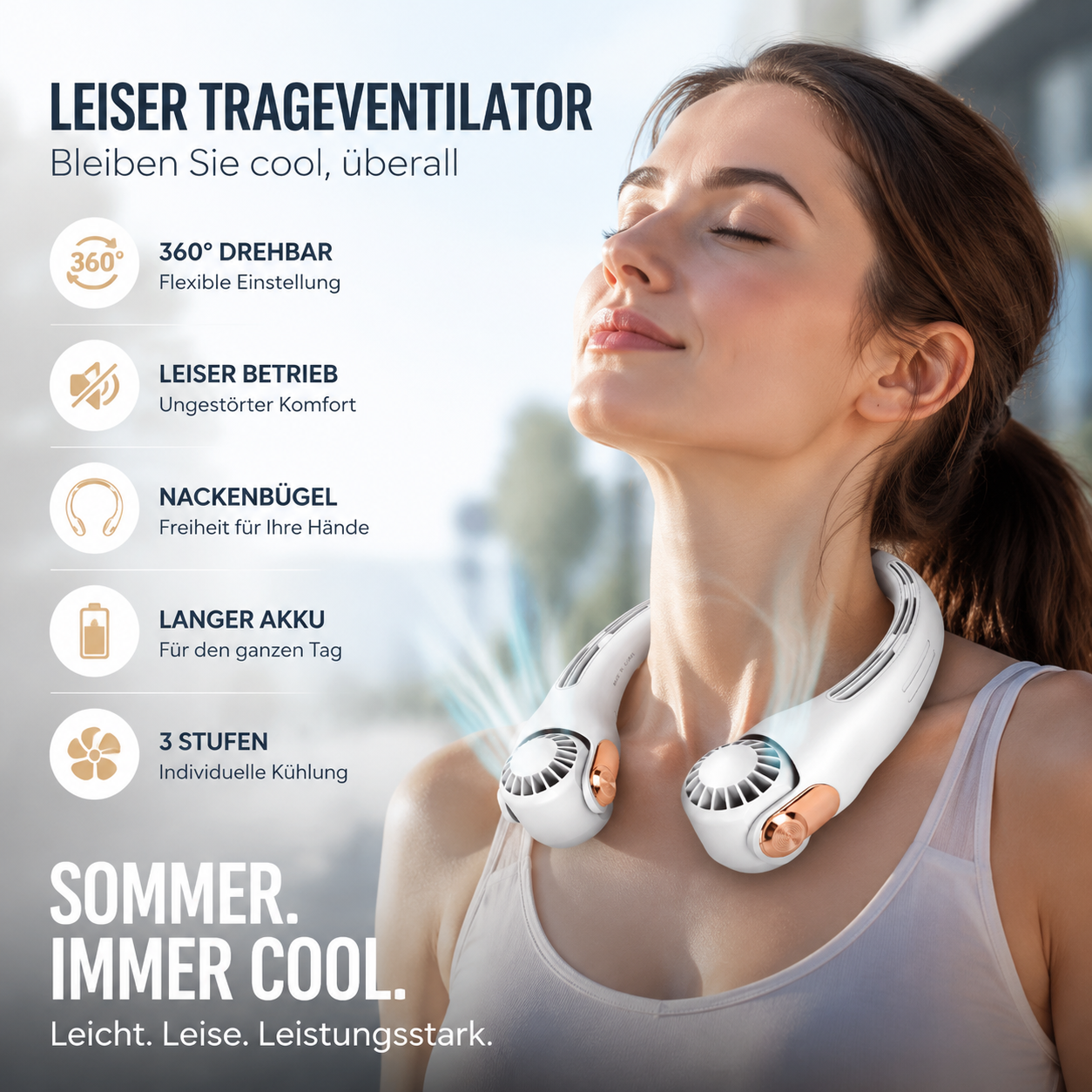🔥 50% Rabatt für eine begrenzte Dauer 🌪️  geräuscharmer für den Sommer Tragbarer Nackenlüfter