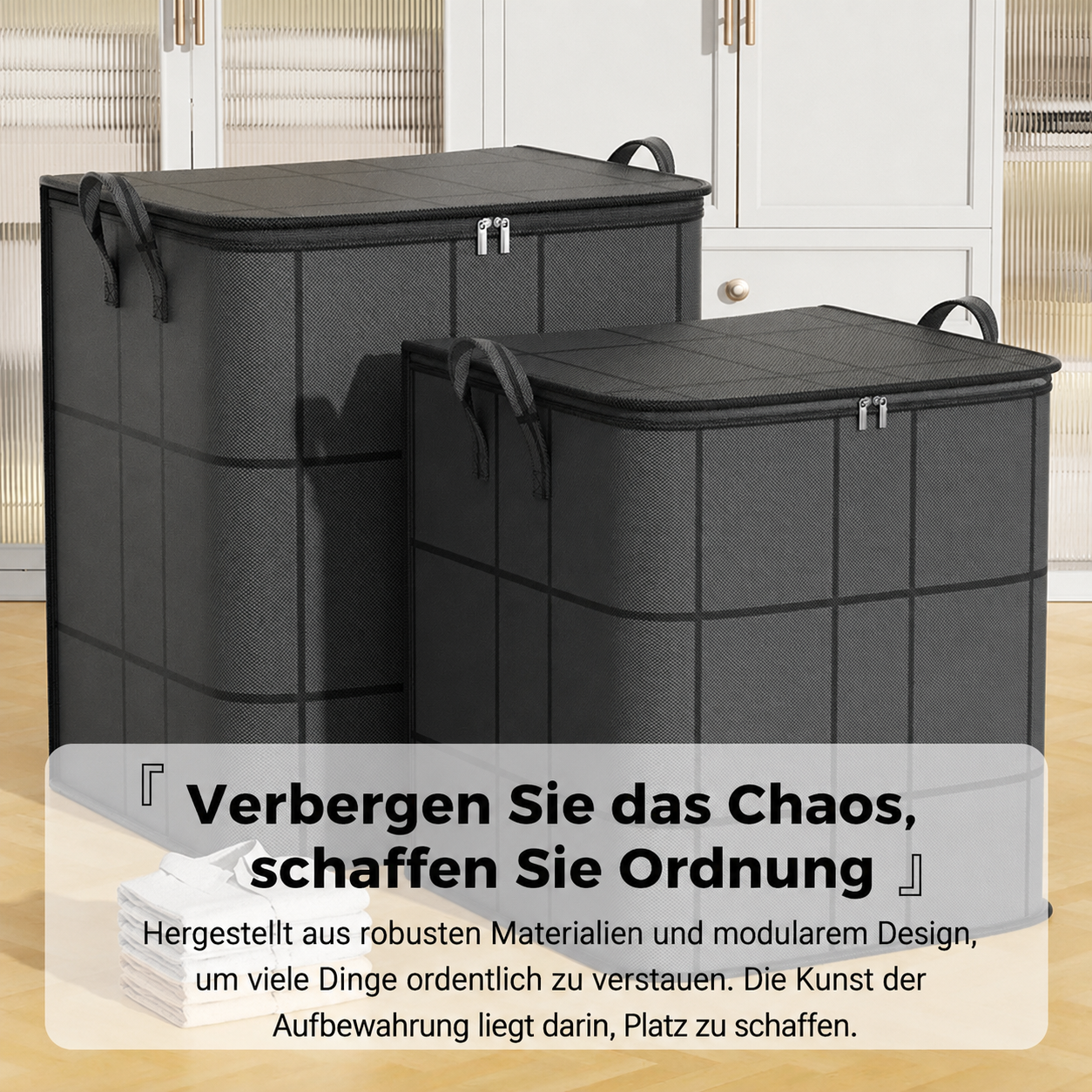 🚨 Spacious Foldable Fabric Zippered Storage Bin for Moving & Bedroom Closet📦