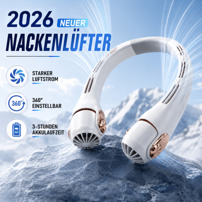 2026 Verbesserter Nackenventilator – Ultra-leise, freihändig tragbar & 360° verstellbar