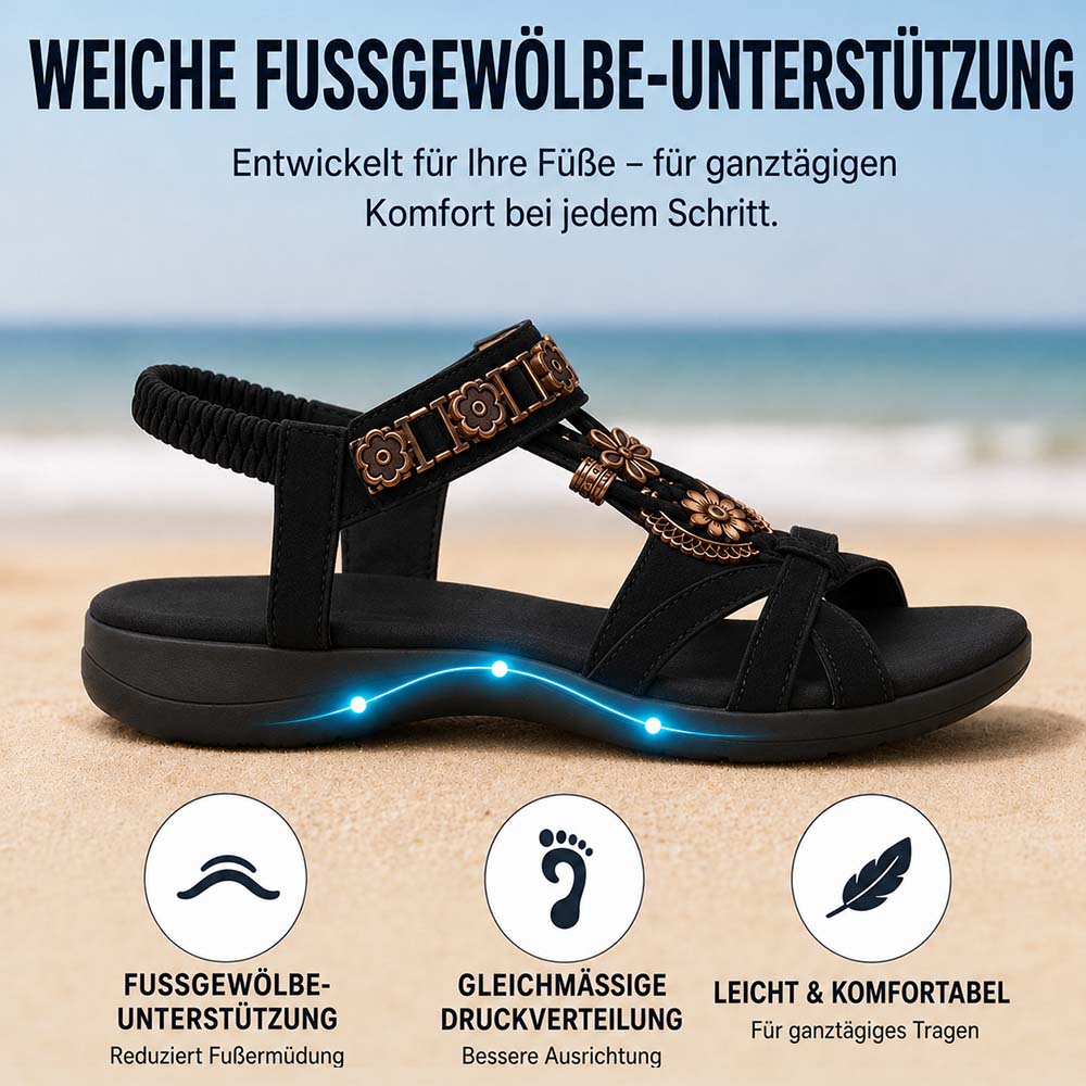 ⚡🇩🇪  Bestseller 2026 ✨Böhmische Damensandalen mit Blumen-Dekor– absoluter Komfort, elastischer Riemen & sommerliche Eleganz