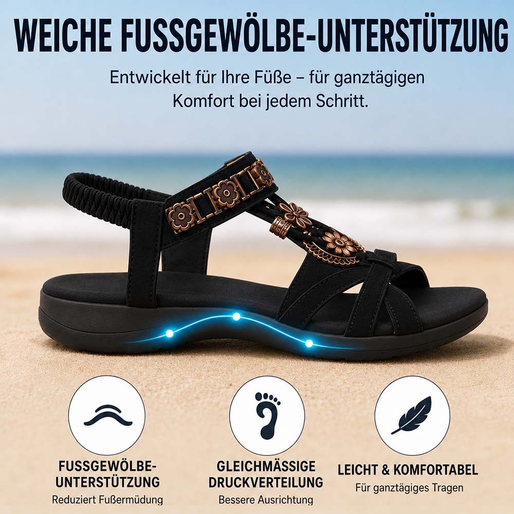 ⚡🇩🇪  Bestseller 2026 ✨Böhmische Damensandalen mit Blumen-Dekor– absoluter Komfort, elastischer Riemen & sommerliche Eleganz