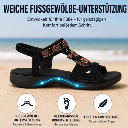 ⚡🇩🇪  Bestseller 2026 ✨Böhmische Damensandalen mit Blumen-Dekor– absoluter Komfort, elastischer Riemen & sommerliche Eleganz