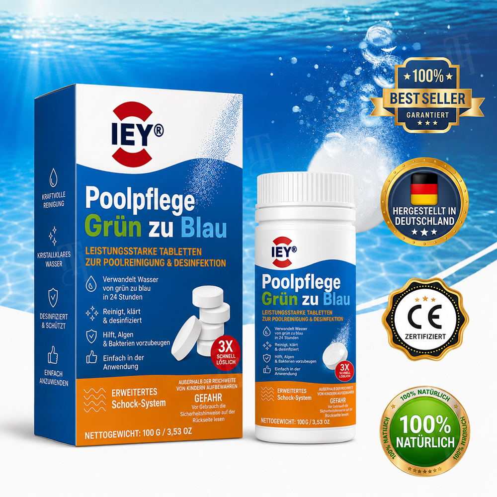 👑 𝐋𝐄𝐓𝐙𝐓𝐄𝐑 𝐓𝐀𝐆: 𝟖𝟎 % 𝐑𝐀𝐁𝐀𝐓𝐓 | IEY® Poolpflege Grün zu Blau🏊