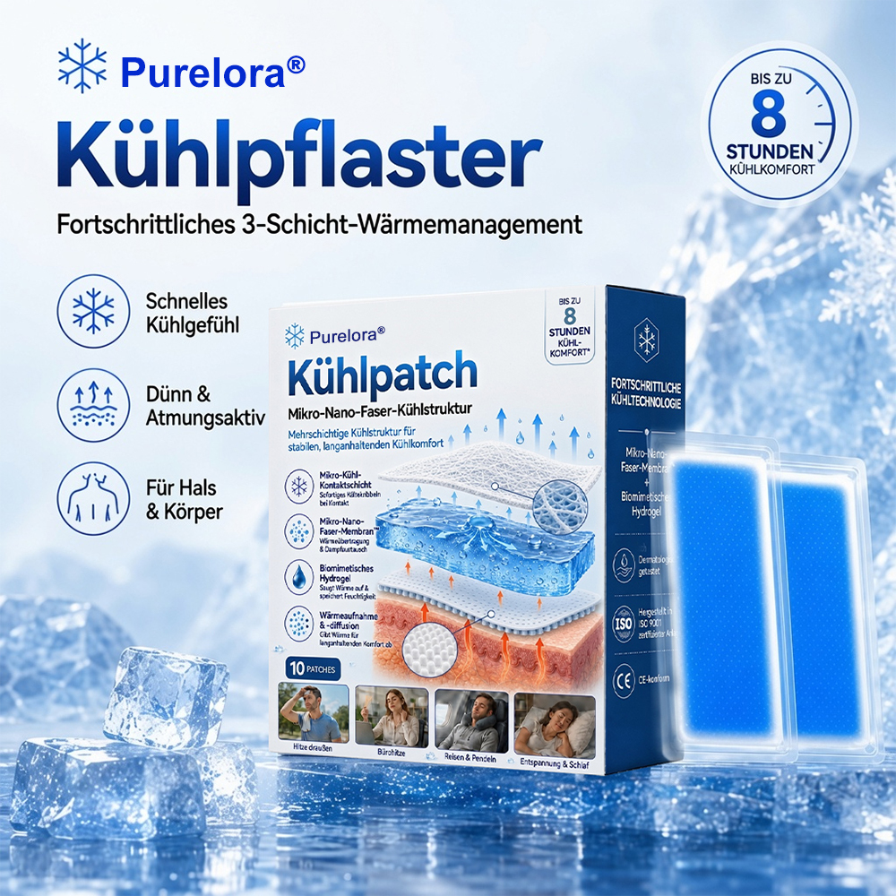  👑Letzter Tag 80% RABATT丨Purelora® Kühlpad – Fortschrittliches 8H-Kühlpflaster für Nacken & Körper ❄️Sommer-Sale🔥
