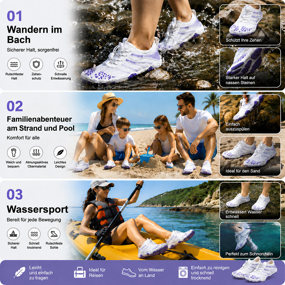 ❤️ Unisex Barfuß-Wasserschuhe – Atmungsaktiv, wasserfest & sandabweisend | Leichte Aqua-Schuhe mit Memory-Foam-Komfort und schnelltrocknendem Design