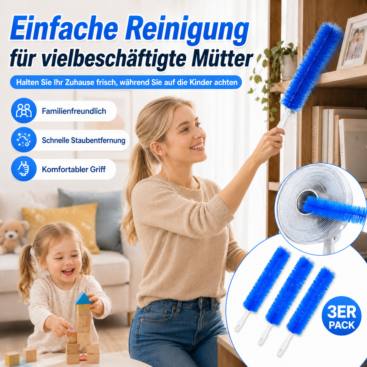 Flexibler Mikrofaser-Staubwedel – wiederverwendbar, waschbar & ideal für schwer erreichbare Stellen