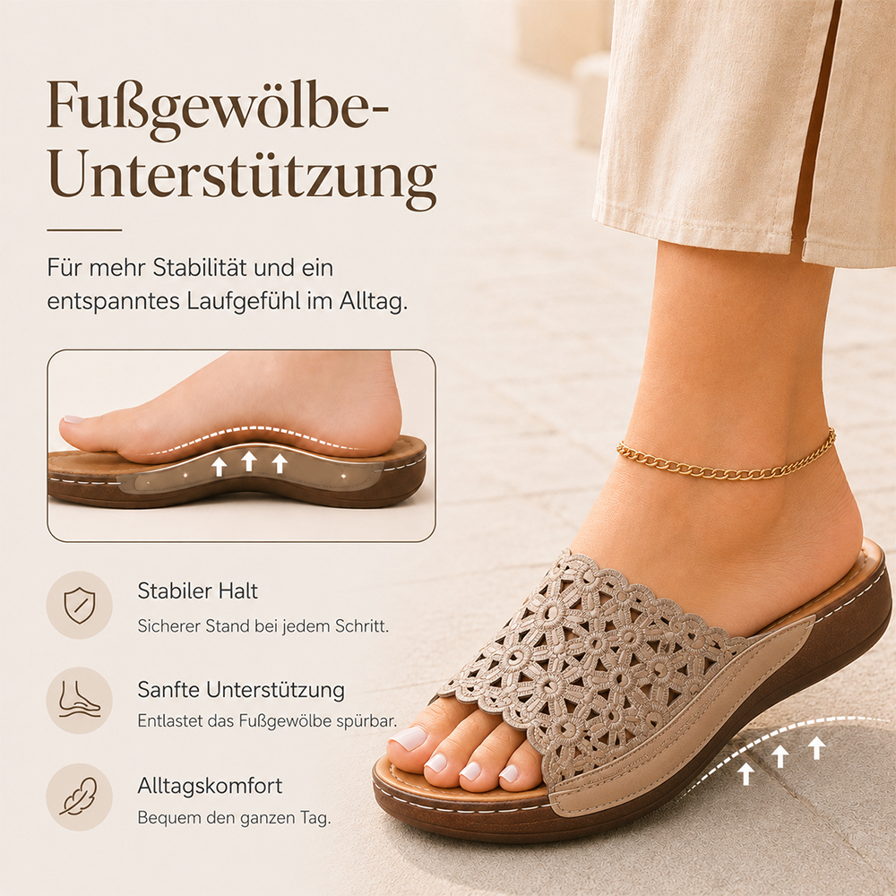（LETZTER TAG: 80 % RABATT）Damen-Keilsandalen mit Blumenstickerei und Lochmuster