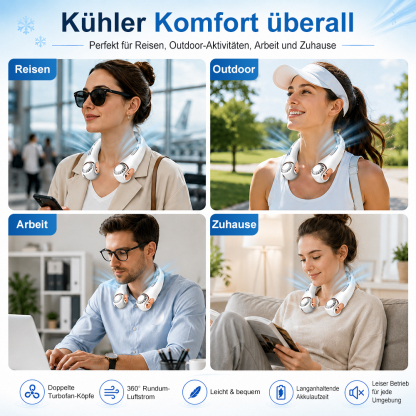 2026 Verbesserter Nackenventilator – Ultra-leise, freihändig tragbar & 360° verstellbar