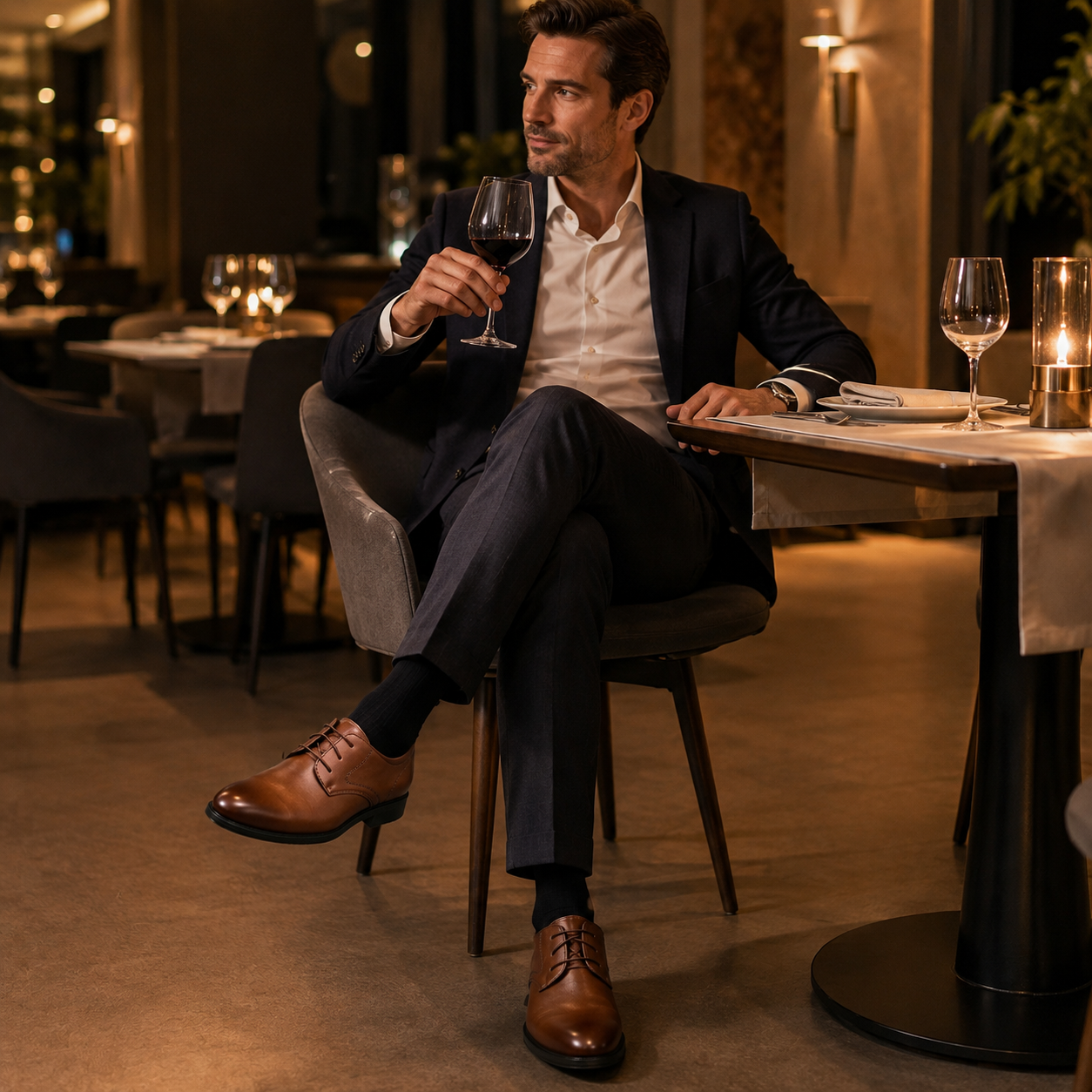 Herren-Schn&uuml;rschuhe im Restaurant