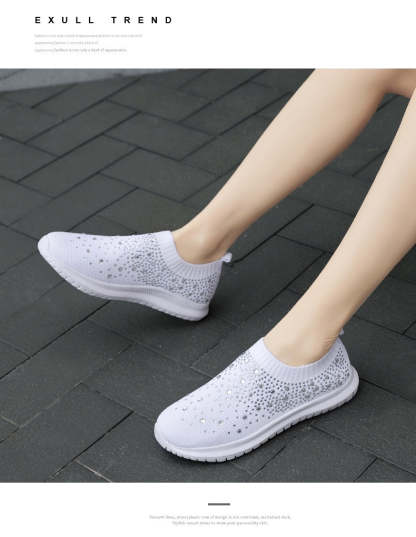 Damen-Slip-On-Sneaker mit funkelnden Kristall-Details