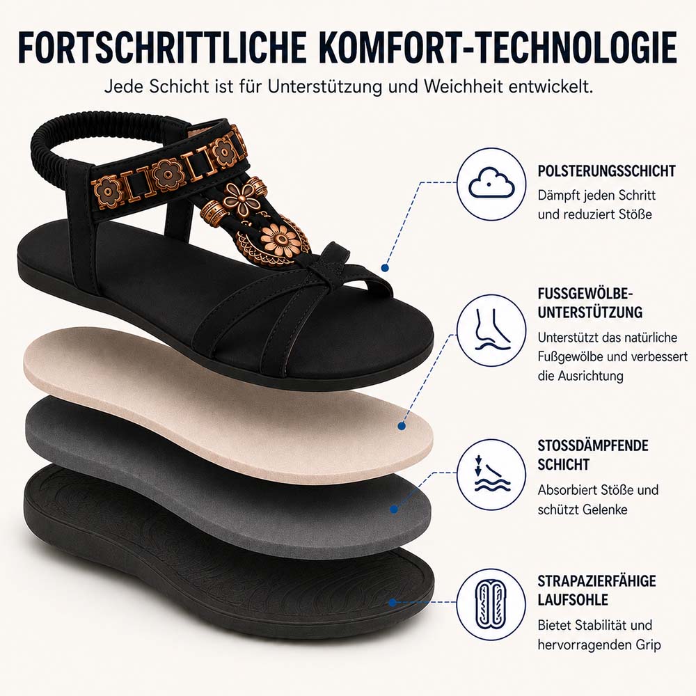 ⚡🇩🇪  Bestseller 2026 ✨Böhmische Damensandalen mit Blumen-Dekor– absoluter Komfort, elastischer Riemen & sommerliche Eleganz