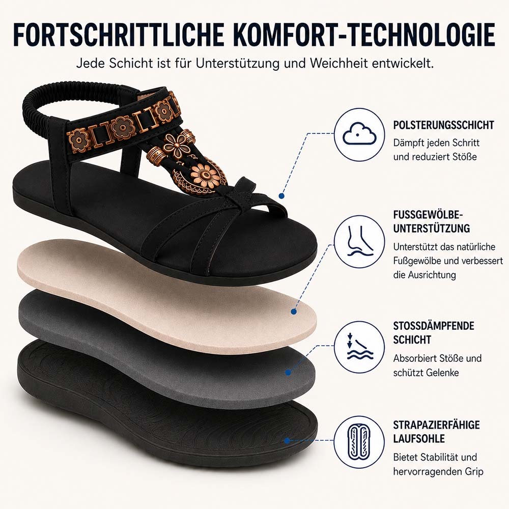 ⚡🇩🇪  Bestseller 2026 ✨Böhmische Damensandalen mit Blumen-Dekor– absoluter Komfort, elastischer Riemen & sommerliche Eleganz