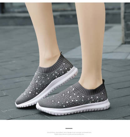 Damen-Slip-On-Sneaker mit funkelnden Kristall-Details