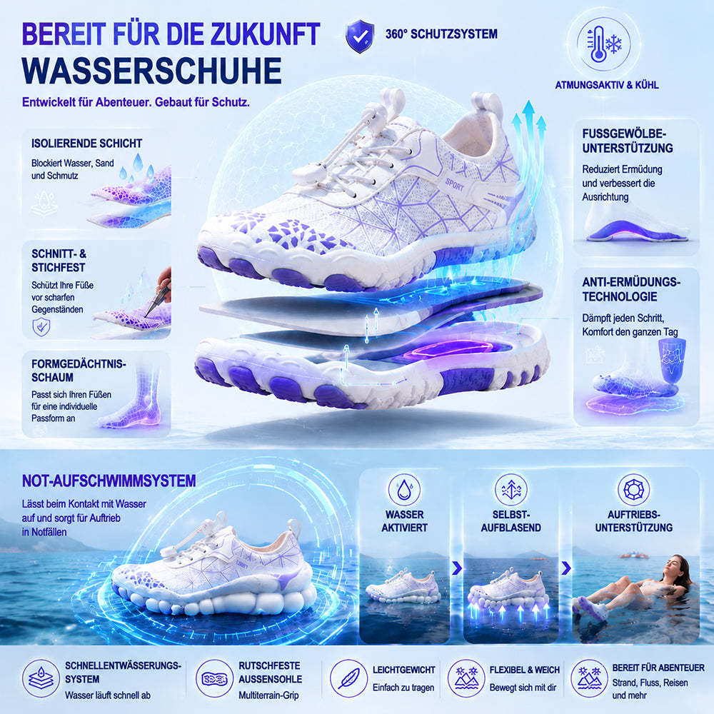 ❤️ Unisex Barfuß-Wasserschuhe – Atmungsaktiv, wasserfest & sandabweisend | Leichte Aqua-Schuhe mit Memory-Foam-Komfort und schnelltrocknendem Design