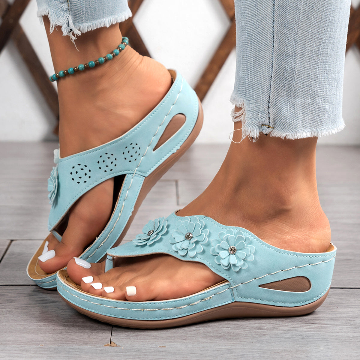 ✨Women's orthopedic flip-flops, suitable for all seasons, comfortable and breathable.