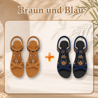 ⚡🇩🇪  Bestseller 2026 ✨Böhmische Damensandalen mit Blumen-Dekor– absoluter Komfort, elastischer Riemen & sommerliche Eleganz