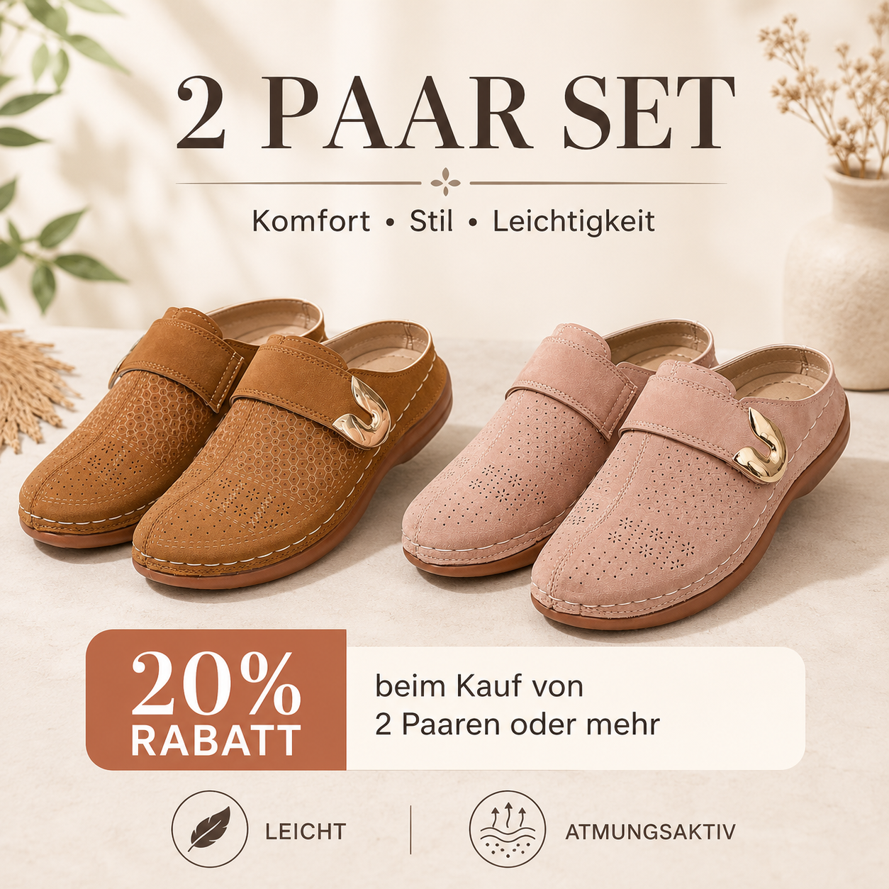 🔥  Ganztägiger Komfort 👣 Bequeme Leder-Slipper mit Keilabsatz – leicht anzuziehen und angenehm beim Gehen ⏳ LETZTER TAG – 80 % RABATT