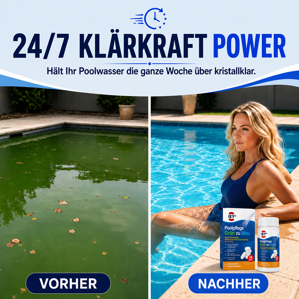👑 𝐋𝐄𝐓𝐙𝐓𝐄𝐑 𝐓𝐀𝐆: 𝟖𝟎 % 𝐑𝐀𝐁𝐀𝐓𝐓 | IEY® Poolpflege Grün zu Blau🏊