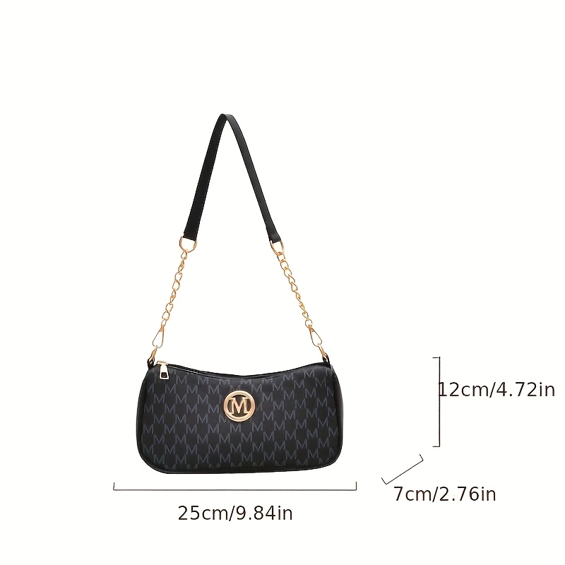 👜 Elegante Monogramm-Schultertasche mit Kettendetail – in 3 klassischen Farben
