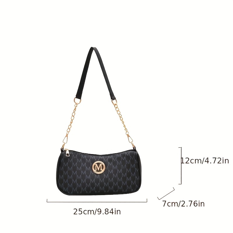 👜 Elegante Monogramm-Schultertasche mit Kettendetail – in 3 klassischen Farben