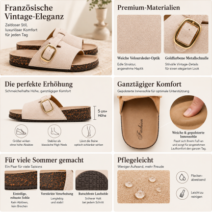 🏆 Vintage-Pantoletten mit Schnalle für Damen & Herren – Veloursleder-Optik, verstellbarer Riemen und gepolstertes Komfort-Fußbett