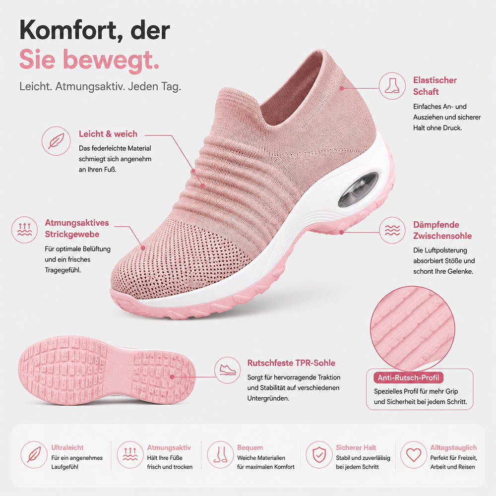 💯LETZTER TAG: 80 % RABATT👟 Orthopädische Komfort-Sneaker Damen – Entwickelt für empfindliche Füße, Fersenschmerzen & lange Tage
