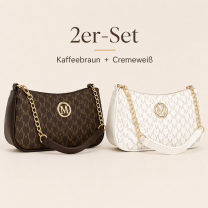 👜 Elegante Monogramm-Schultertasche mit Kettendetail – 2 Tragevarianten