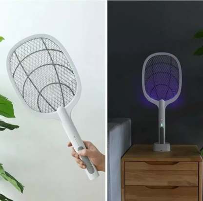 ⚡ Letzter Tag 2-in-1-Mückenklatsche🔦 | ·3000 V Hochspannung·Standfuß ohne Handgriff | Für zu Hause/Küche/Terrasse/Camping